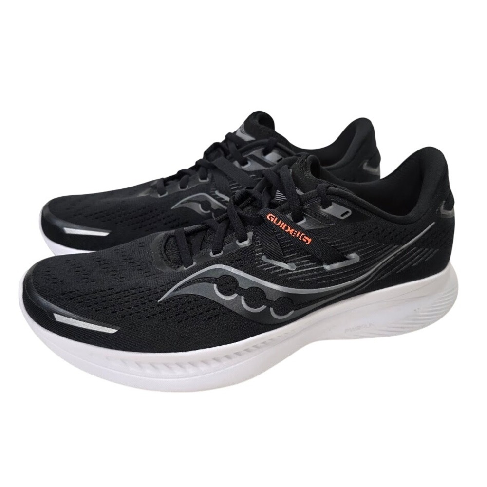 Saucony Men's 11 Guide 16 Running Shoes Black White S20810-05 Athletic Sneakers